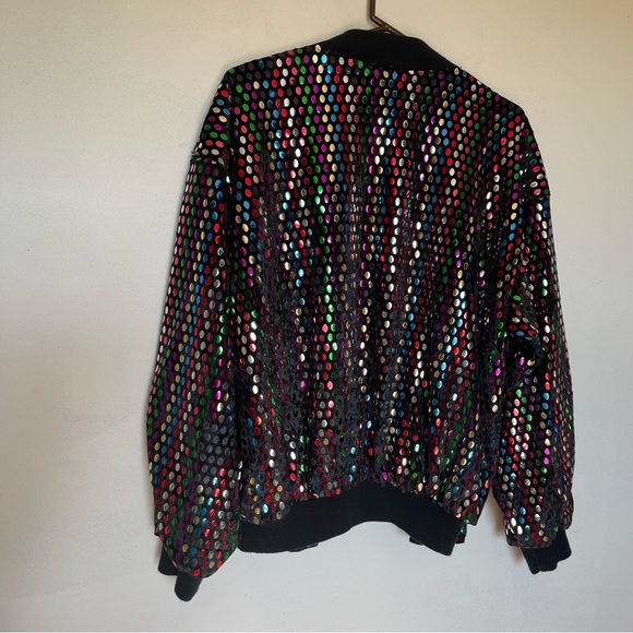 Vintage 80’s Jacket Rainbow Sequins XL. UNISEX - Picture 2 of 8